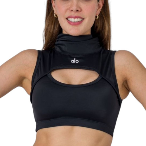 Crop Top  Alo Yoga Halter Dama Gym Fit Casual Cuello Alto