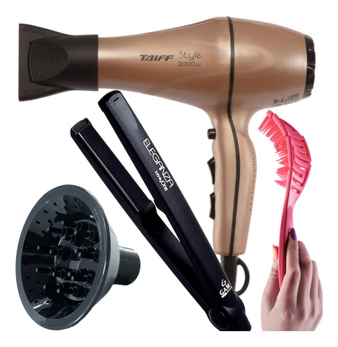 Secador De Cabelo Taiff Style Pro 2000w Prancha Pente 210ºc