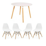 Juego De Comedor Mesa Redonda 90cm + 4 Sillas Eames