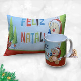 Kit Almofada Caneca Natalina Personalizada Presente Natal