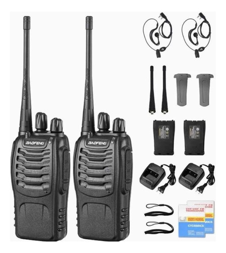 Baofeng 2 Radios Pofung Mx-888s Uhf Con Manos Libres Color N