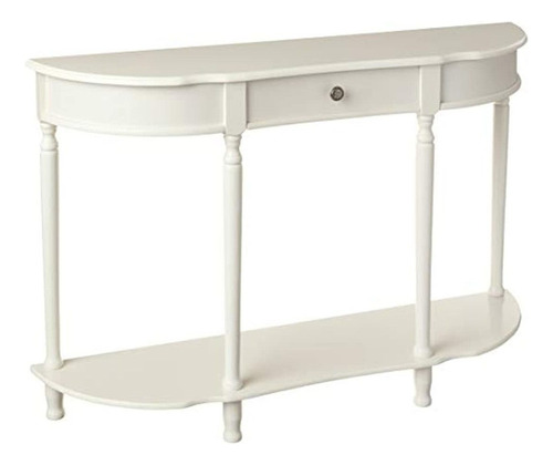 Mesa Auxiliar De Madera Color Blanco, 2 Niveles, 1 Cajón