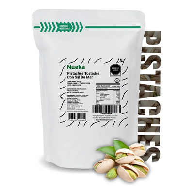 500g Pistaches Tostados Con Sal De Mar, Nueka Botanas Premium, Bajo en Sal | MercadoLibre