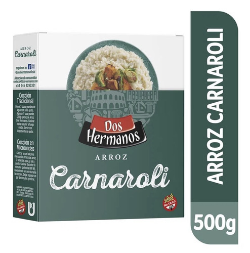 Arroz Carnaroli Dos Hermanos Caja 500g Libre Gluten Sin Tacc