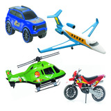 Kit Brinquedos Kids Moto+ Carro Mônaco+ Helicóptero+ Jatinho