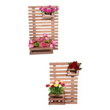 Jardim Vertical Madeira 60x40 2 Unid Com 4 Cachepot