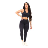  Conjunto Legging Com Top Fitness Feminino Conforto Sensual