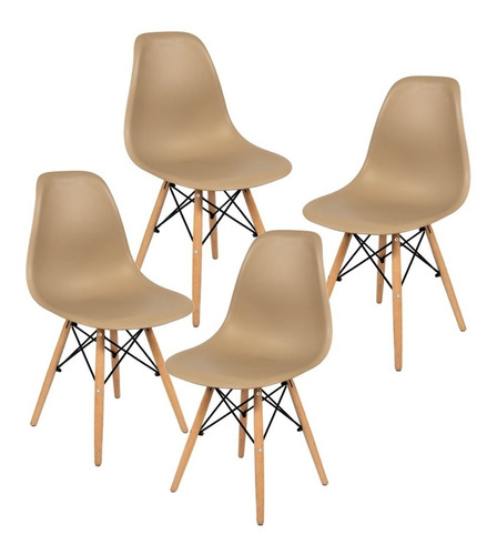 Cadeira De Jantar Henn Decorshop Charles Eames Dkr Eiffel, Estrutura De Cor  Nude, 4 Unidades