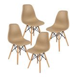 Cadeira De Jantar Decorshop Charles Eames Dkr Eiffel, Estrutura De Cor  Nude, 4 Unidades