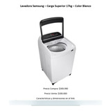 Lavadora De Carga Superior 17kg Samsung Color Blanco - Usada