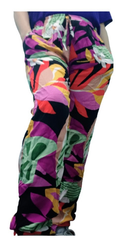 Pantalon Babucha Fibrana Mujer Estampada Floreada