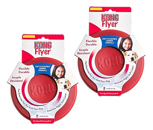 Kong Rubber Flyer, Paquete De 2 Pequeños, Rojo