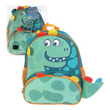 Mochila De Costas Infantil Verde Estampa Dinossauro Escola