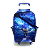 Mochila Infantil Meninos Sonic Game Grande Rodinha Escolar Cor Azul