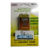 Bateria 9v Recargable Usb Radox 500mah Li-ion Micro Usb