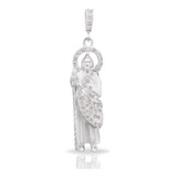 Dije San Judas Tadeo Manto Plata 925 Con Zirconias Blancas