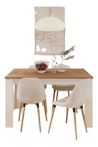 Mesa De Comedor Rectangular Melamina Vidrio - Duna 135cm