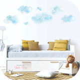 Vinilo Decorativo Infantil Pared Nubes En Acuarela Nórdico