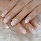 Coolnail Holo Glitter Pink Nude French Ballerina Coffin Uñas
