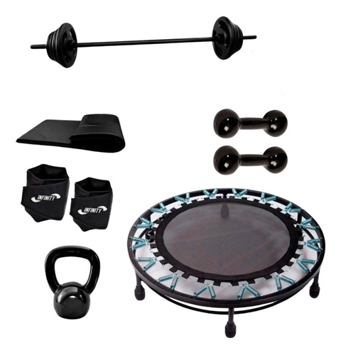 Kit Pump Colchonete Caneleira Halter Mini Jump Kettlebell 