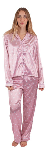 Pijama Mujer Seda Largo Invierno Pantalon Y Remera 
