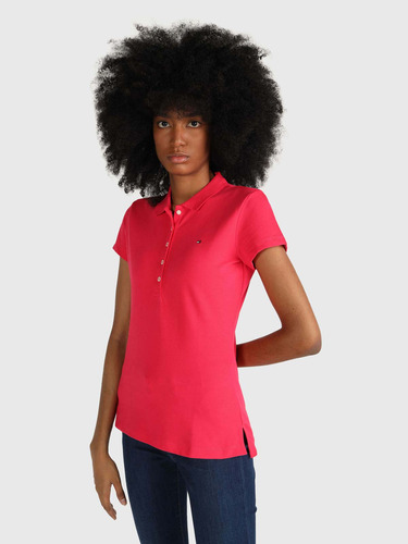 Polo Rosa Para Mujer Con Logo En Contraste Tommy Hilfiger