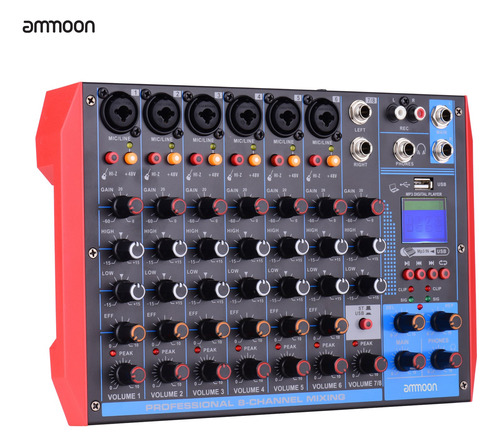 Ammoon Ag-8 - Consola De Mezcla Portátil (8 Canales, Audio D