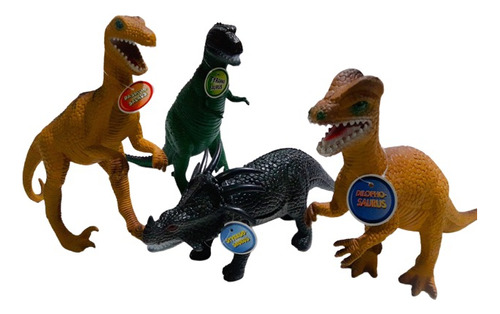 Kit 4 Dinossauros De Borracha Brinquedo Jurassic Park Grande