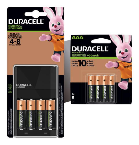 Kit Cargador Duracell C/4 Pilas Aa Cef14+ 4aaa 900mah