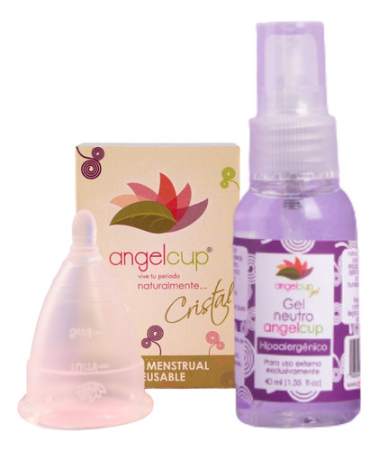 Copa Menstrual Angelcup® Cristal Y Gel Neutro Bolsillo Color Copa Cristal Gd + Gel Bolsillo