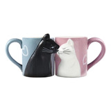 Juego De Tazas De Café Con Diseño De Beso De Gato, Juego De