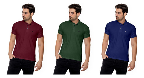 3 Camisetas Camisas Gola Polo Voker Anti Pilling Proteção Uv