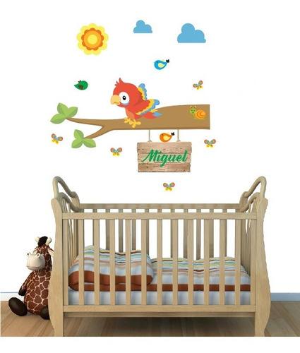 Vinilos Infantiles Cuarto Bebe Rama Con Nombre - 1mx1m