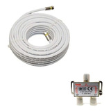 Cabo Coaxial 20 Metros Montado + Conector Divisor 1x2 Saidas