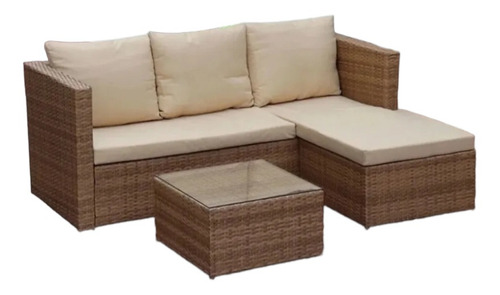 Esquinero Rattán Sintético Patio Living Beige