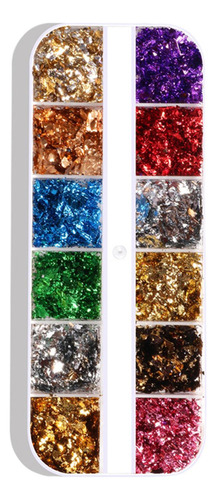 Xiaery Nail Foil Flakes 12 Grids Confetti Nail Foil