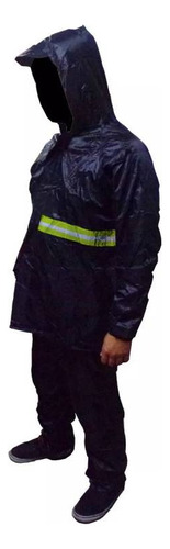 Traje Impermeable P Lluvia Pvc  Negro Motoqueros Microcentro