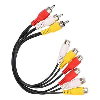 Ganasome 1 Cable Rca 3 Conectores Rca Macho A 6 Rca Hembra Enchufe Divisor Audio Vídeo Av Cable Adaptador De 10 Pulgadas | Meses sin interés