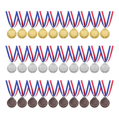 30 Medallas De Metal Dorado Y Plateado Con Cinta De Bronce