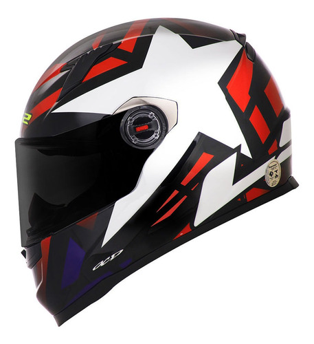 Capacete Para Moto Ls2 Ff358 Starwar Estrela Vermelho