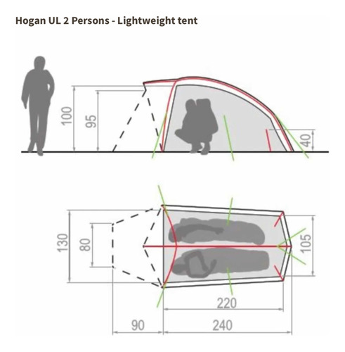 Carpa Vaude Hogan Ul 2 Personas Ultraligera