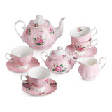 Btat- Juego De Té Floral, Tazas De Té (8 Oz), Tetera (38 Oz)