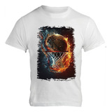 Camiseta Infantil Esporte Basquete Bola Cesta Estilizada 159