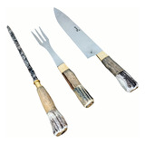 Set Asado Cuchillo-tenedor- Chaira Artesanal-especial Asador