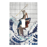 Placa Decorativa Pared Con Forma Gato Y Tiburon Diseño Ondas