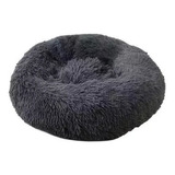 Cama Para Perro Pequeño Camita Con Felpa Antiestrés Cómoda Color Gris Oscuro / Dark Grey