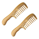 2 Peinetas De Madera De Sándalo Natural De Dientes Anchos, N