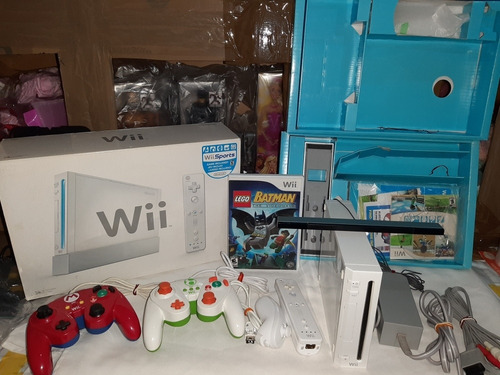 Wii Con Caja Y Homebrew,3 Controles Y Juego De Batman 