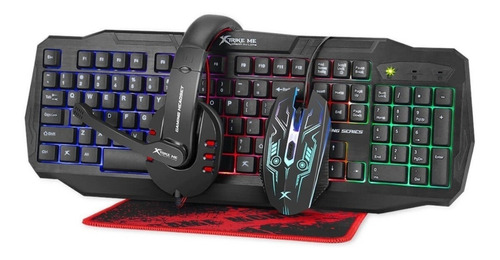 Kit De Teclado Y Mouse Gamer Xtrike Me Cm-406 Inglés Us De Color Negro