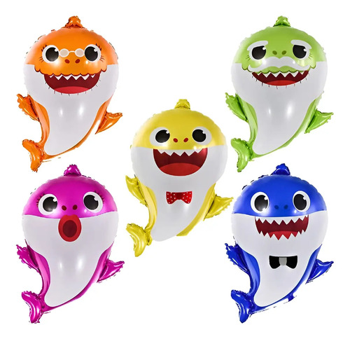 Kit De 5 Globos La Familia De Baby Shark